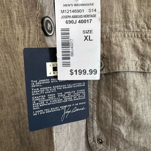 Joseph abboud 100% Linen sport coat 2 button blazer Tan Birdsey size XL NWT - Picture 2 of 16
